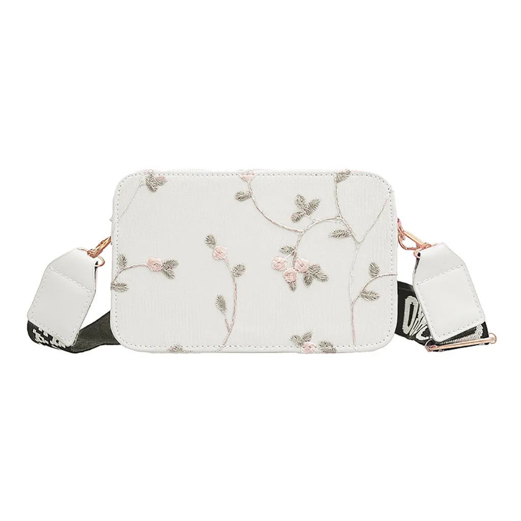 Женская модная кружевная Ретро сумка на плечо Цветочная молния вышивка пляжная сумка через плечо сумки bolsa feminina#30 - Цвет: White