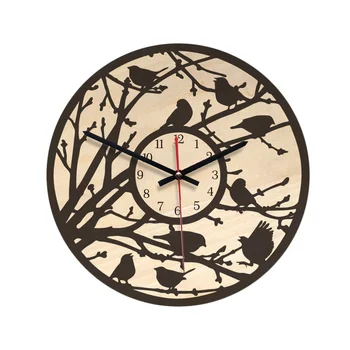 

Bird Tree Pattern Clock Round Simplicity Hanging Wall Clock for Decoration Home Dining Hall