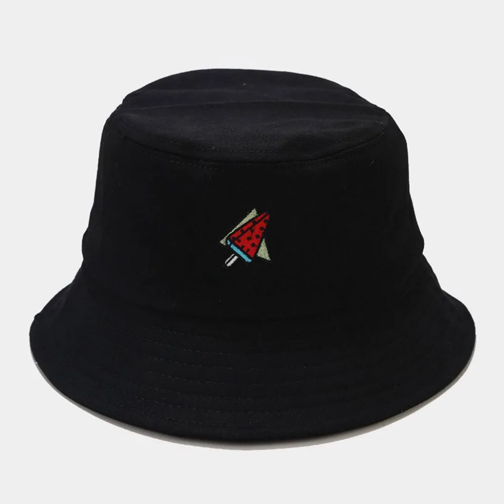 Women Blue Butterfly Embroidery Bucket Hat Foldable Anti-sunburn White Sun Hat Cap Hip Hop Fishing Cap Kapelusz #YJ