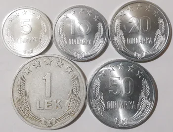 

Set 5Pcs Albania Coins 1964 Edition Rare Europe 100% Original Coin Collection Used
