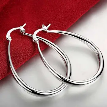 

925 Sterling Silver Smooth Circle Hoop Earrings For Women Lady Best Gift Fashion Charm High Quality Wedding Jewelry