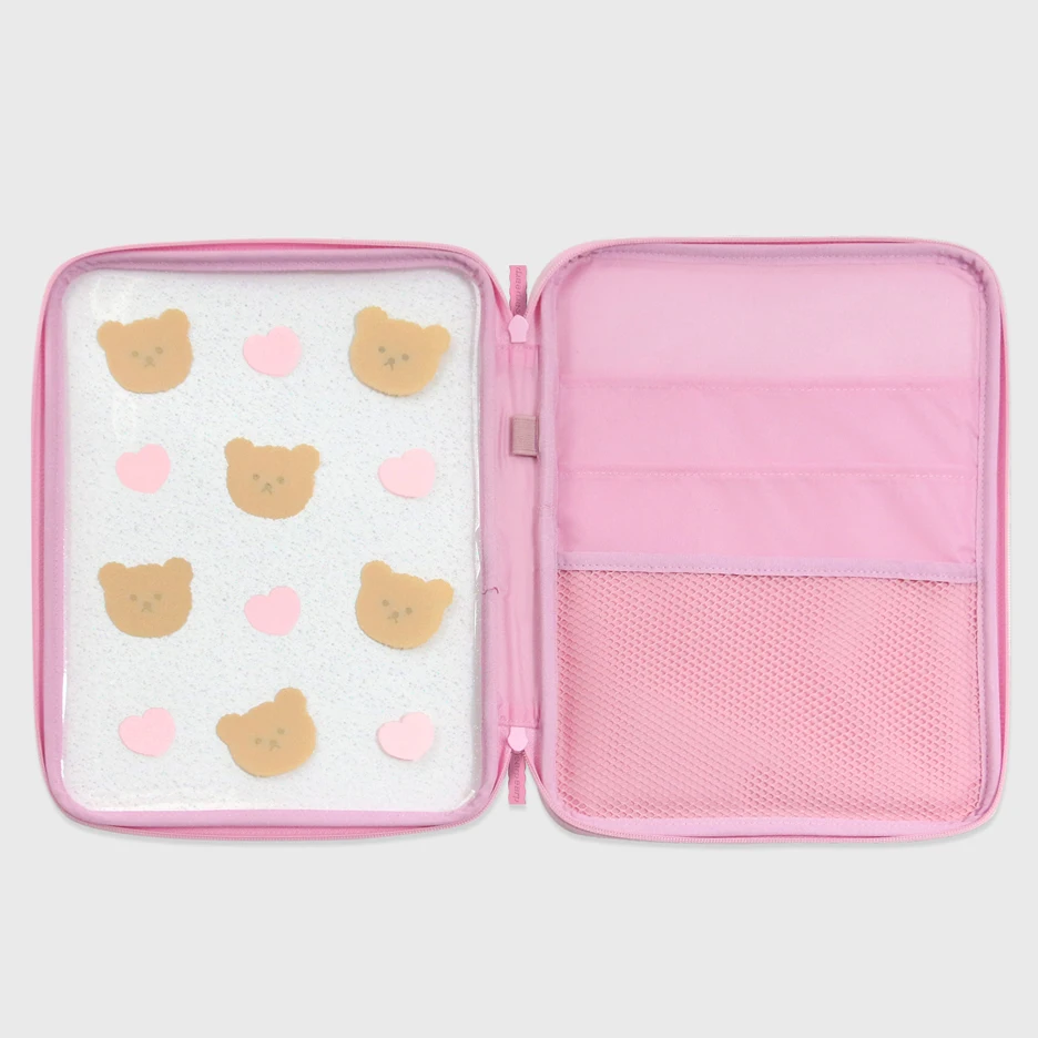 Korea Bear Laptop Case Bags Heart 10.5 11inch Waterproof Mac Ipad Pro Case IPad Storage Bag Travel Girls Clutch Purse Organizer