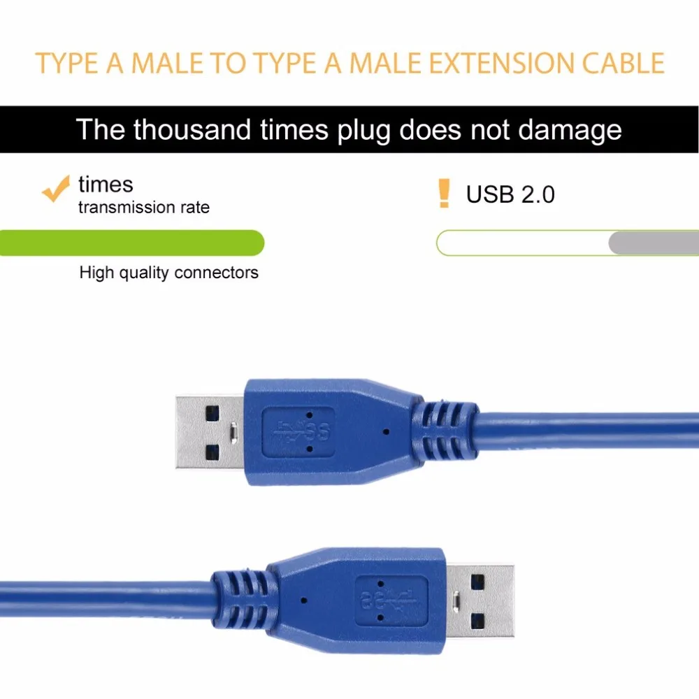 USB 3,0 type A папа к type A папа удлинитель 1 м USB кабель для компьютера/автомобиля MP3/камеры