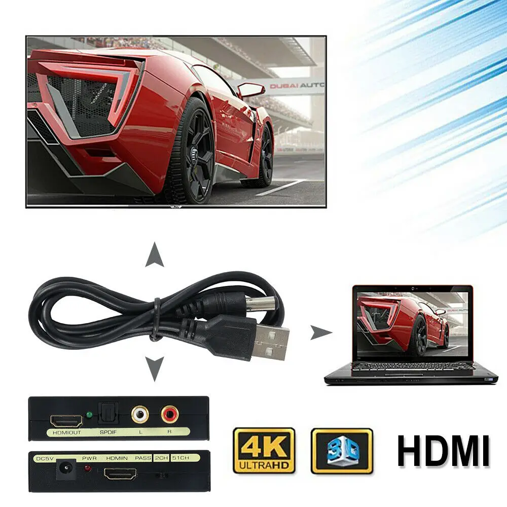 1 шт. 1080P HDMI к HDMI Аудио Сплиттер оптический SPDIF+ RCA L/R преобразователь для ПК DVD HD камеры