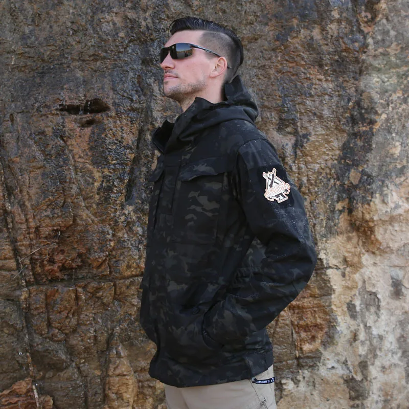 Мужская тактическая куртка ВВС, мужская военная куртка, хлопковая тонкая куртка, пальто, армейская куртка пилота, осень, дизайн - Цвет: Black camouflage