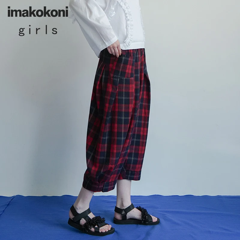 Красные шаровары Imakokoni в клетку оригинальный дизайн свободные девять точек
