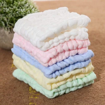 

Top-Newborn Natural Cotton Face Towel, Washable Cloth, Soft Absorbent Baby Towel, Crepe Cloth, 10 Packs of Mixed Colors, 12x12 I