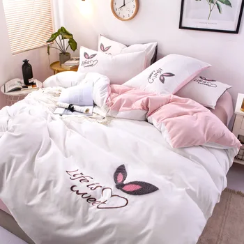 

Denim Princess Style Dormitory Three-Piece Suit-Style Linen Quilt People Beddings