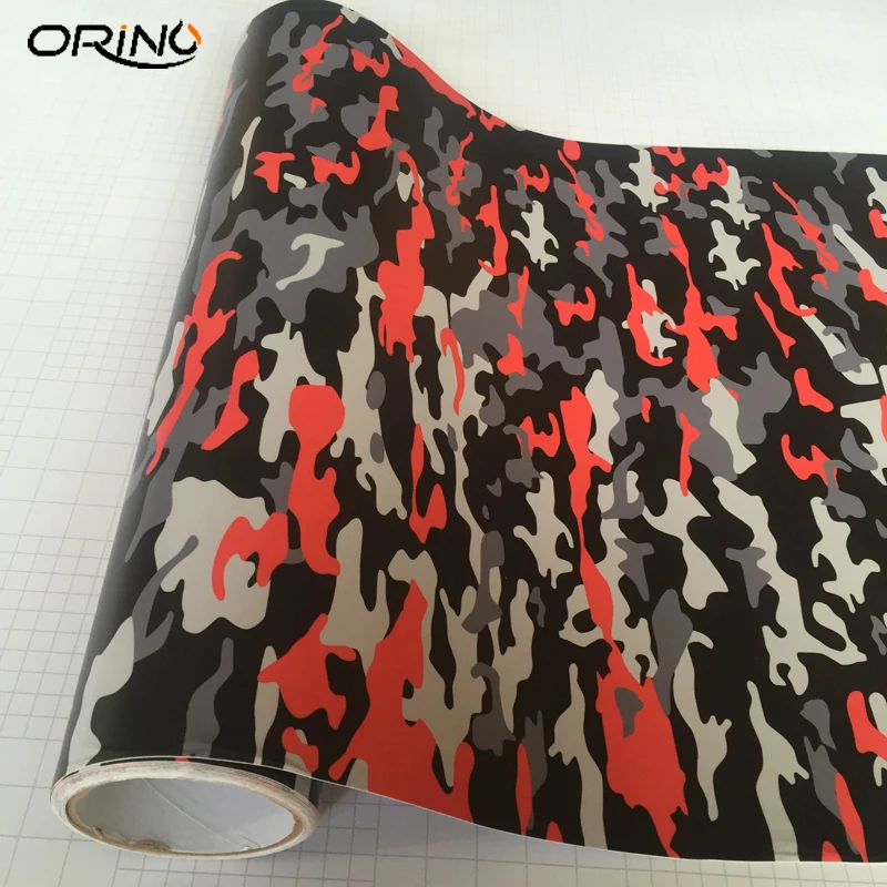 Black Grey Red Camouflage Vinyl Film Sticker-2