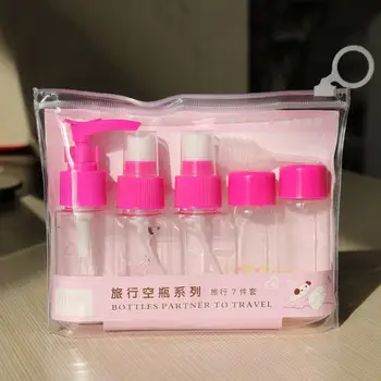 

7pcs Portable Travel Cosmetic Spray Bottle Perfume Pressed Mist Water Suit