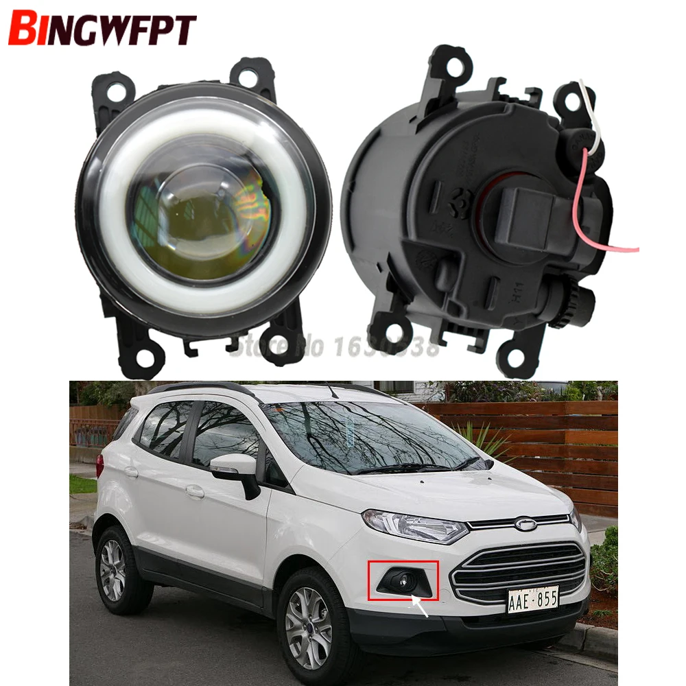 

2x White Angel Eyes Car Styling front bumper LED fog Lights with len For Fiesta V Hatchback JH_ JD_ 2001-2008 For EcoSport 13-16