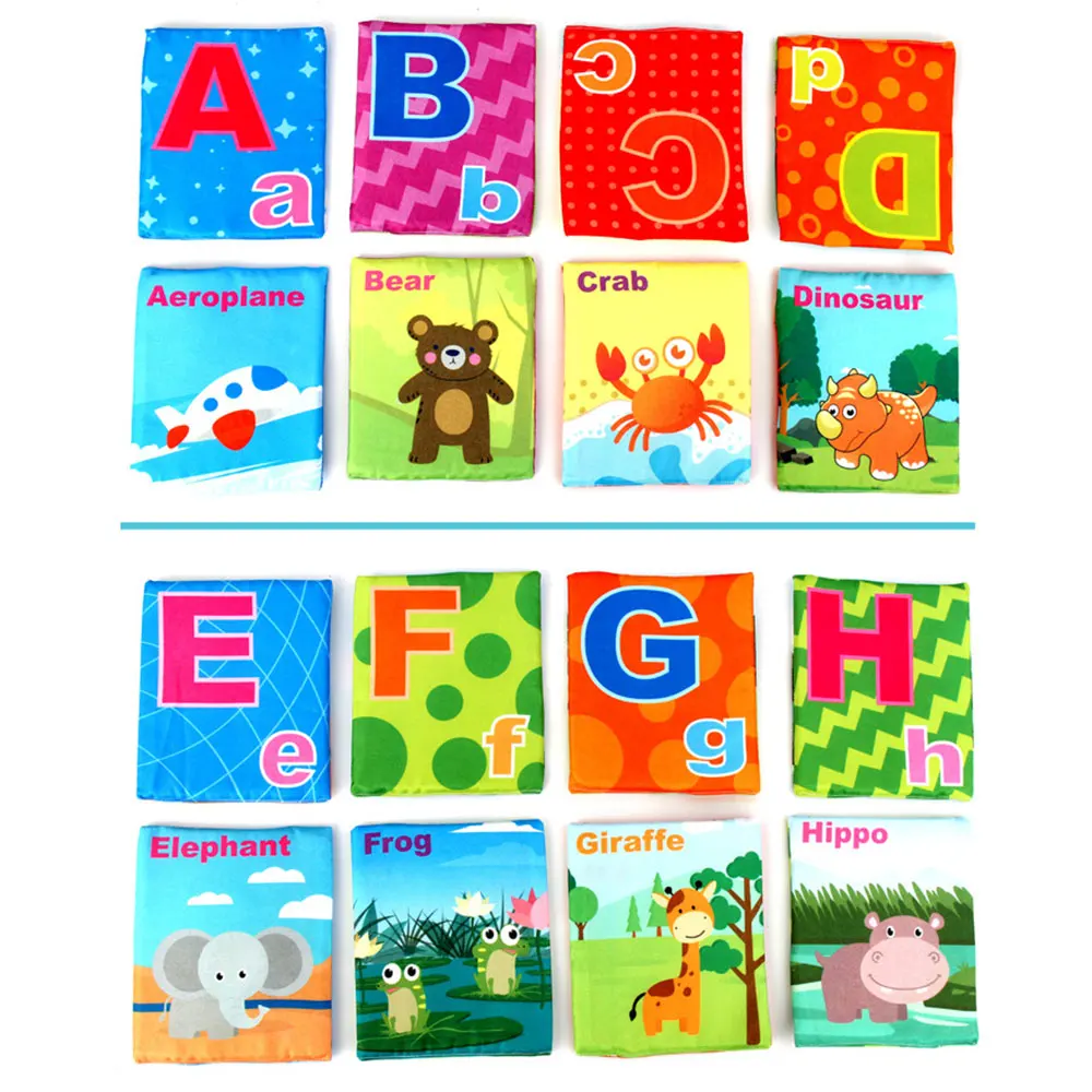 

26pcs/set Children Cloth Books Alphabet Letters Montessori Cards Rustle Sound Infant Books Educational Toys Sozzy