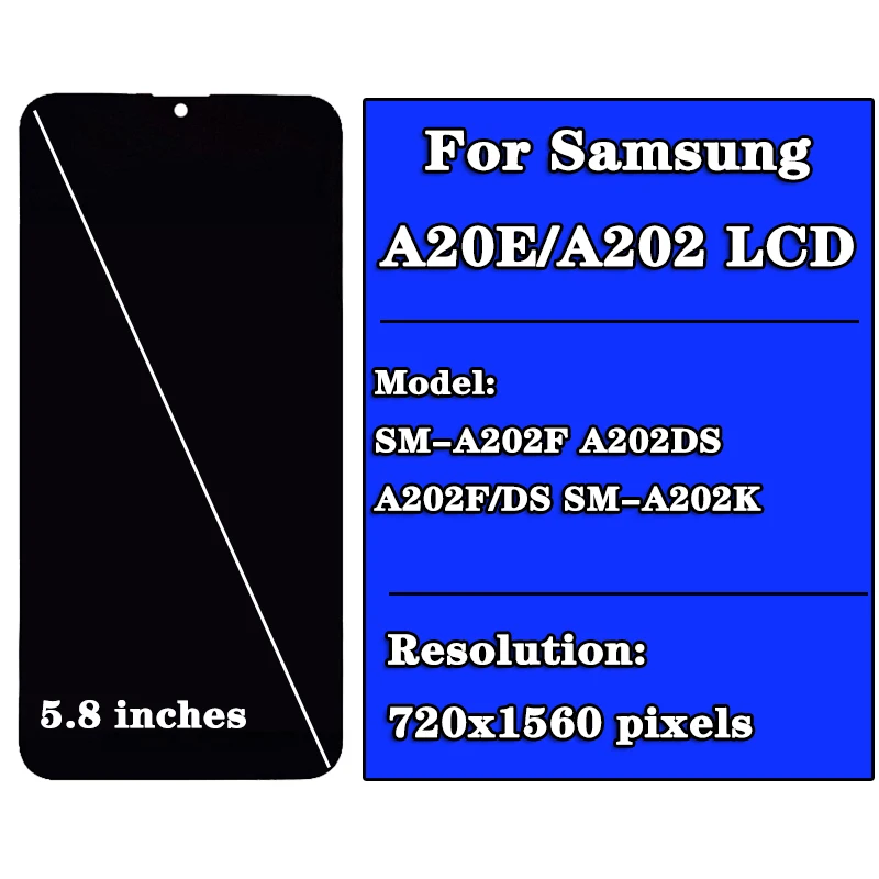LCD Display Touch Screen Digitizer Assembly lcd display screen For Samsung A20e A202 A202F Replace