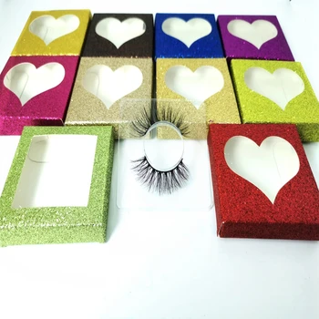 

20 set/lot heart Packing box for eyelash blank eyelashes package Multicolor paper box white tray 25mm Eyelashes DIY Shining box