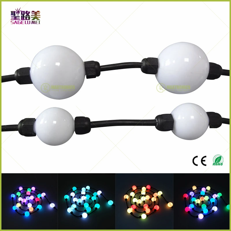 

100pcs 35mm/50mm 24V WS2811 string module lights milky ball 360 degree emitting addressable pixel full color christmas lighting