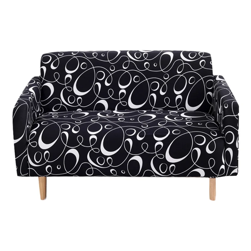 Листья пасторальный принт диван чехол скольжению секционные упругой полный диван Полотенца для Гостиная 1/2/3/4-seater - Цвет: Black Stripe