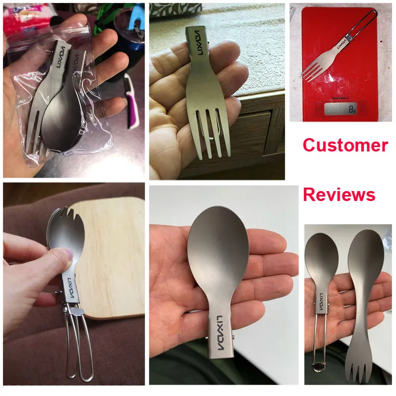 Camping Cutlery Lixada Folding Titanium Spoon Spork Camping Tableware Picnic Outdoor Lightweight Hiking