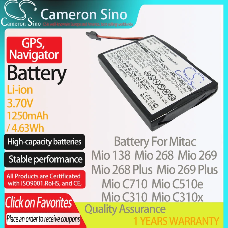 CameronSino Батарея для Mitac Mio 138 268 плюс 269 C510e GPS аккумулятор навигатора | Электроника
