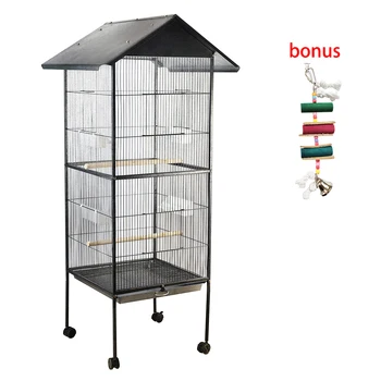 

European luxury Bird Parrot Cage Canary Parakeet Cockatiel LoveBird Finch Bird Cage with Wood Perches and Food Cups