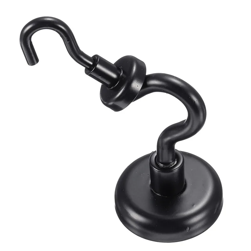 5pcs 25mm Steel Black Metal Heavy Magnet Magnetic Hanging Hook Powerful Magnetic Wall Hooks Indoors Organization Tools