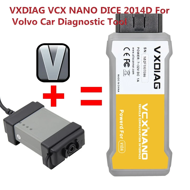 VXDIAG VCX NANO для Volvo OBD2 автомобильный диагностический инструмент кости Pro Vida кости V2014D лучше, чем кости 2014D Совместимость с SAE J2534