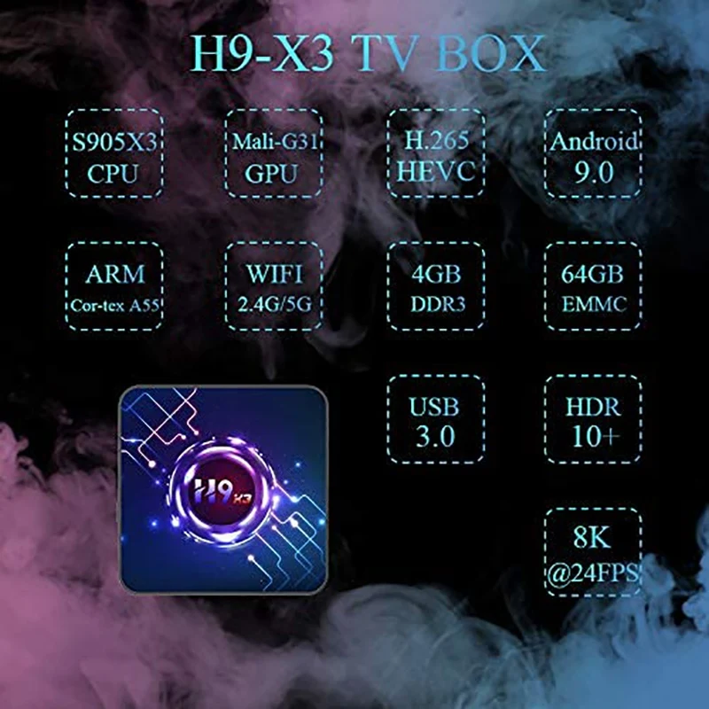 ТВ приставка H9 X3 S905X3 4 + 32 ГБ Android 9 0 8K сетевой плеер|ТВ-приставки и медиаплееры| |