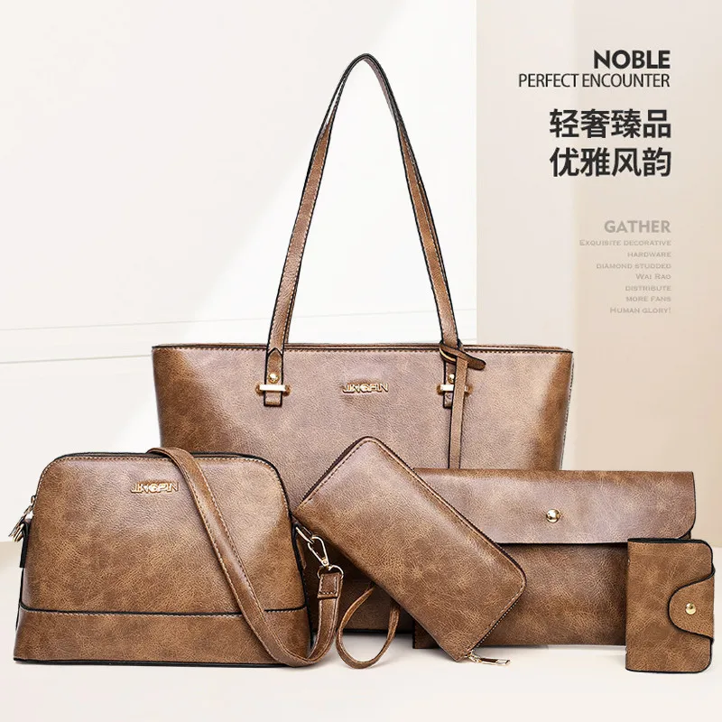 

2019 New Style Korean-style Fashion Handbag Simple Different Size Bags Five-Piece Retro Shoulder WOMEN'S Bag