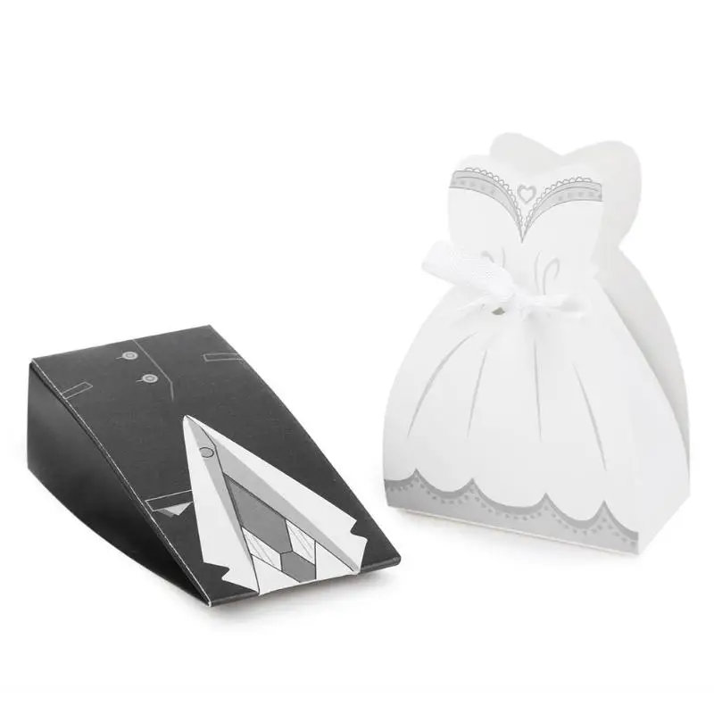 

Practical 50pcs Bride Groom Dresses Wedding Candy Box Unique Design Excellent Quality Gifts Favor Bags Wedding Bonbonniere