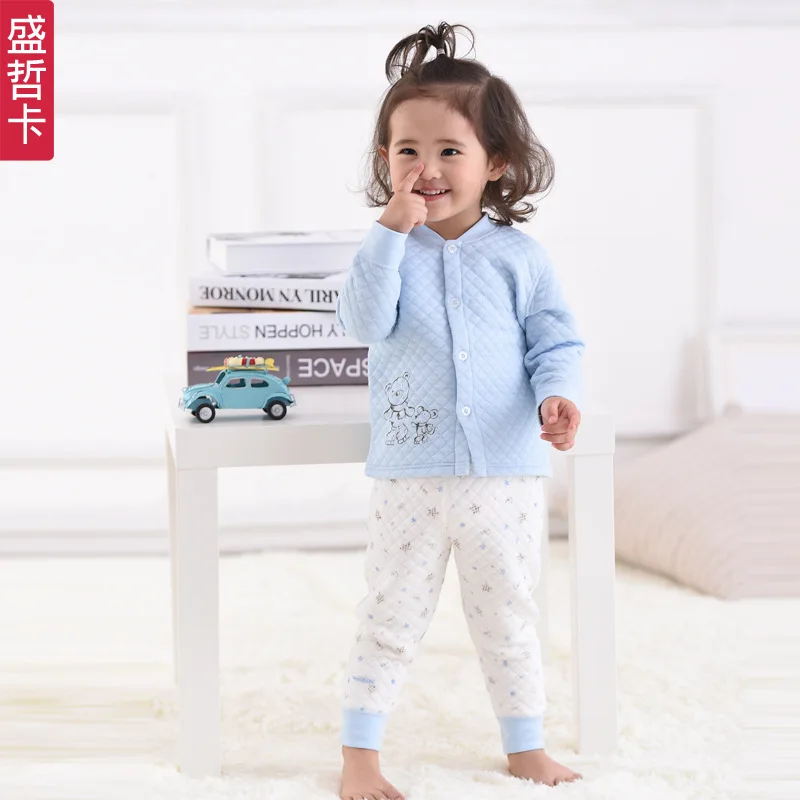 

Autumn And Winter Sheng Zerka Baby Air Layer Open Front Set Children Modal Thermal Clothes Thick Infants N1511