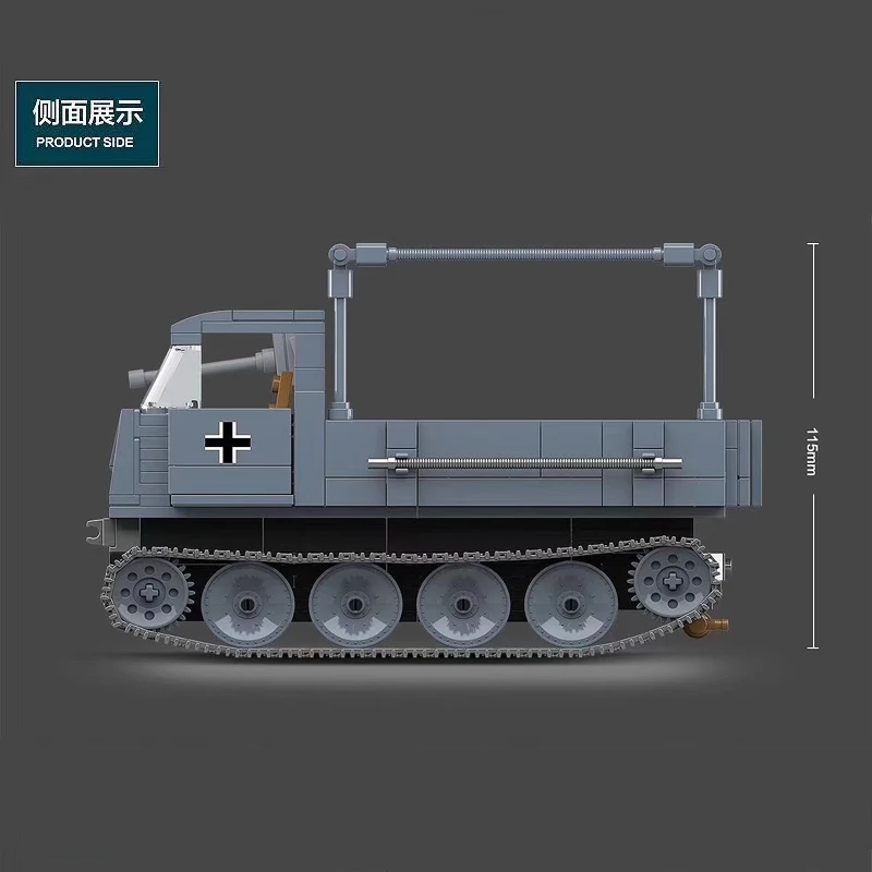 WW2 военный немецкий Полугусеничный автомобиль ROS/03 строительные блоки WW2 армейский солдат грузовик оружие аксессуар Кирпичи игрушки для детей