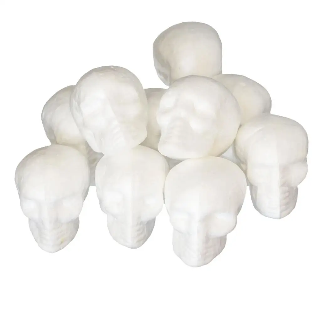 10pcs Foam Skull 55mm Solid Small White Styrofoam DIY Craft Hallowmas Decor