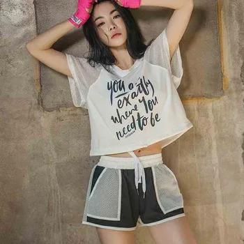 

Summer lady suit body-building short-sleeve training women body-building outdoor printing quick-drying mesh T-shirt