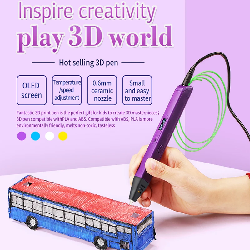 RP800A 3D Printing Pen with OLED Display Professional 3D Drawing Pen for Doodling Art Craft Making and Education toys