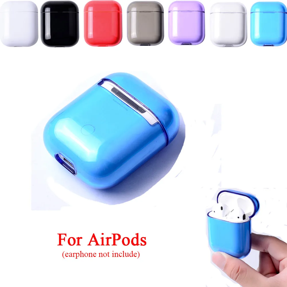 

Bluetooth Earphone Case Glaze Smooth Pure Colour Cover For AirPods 360° Full Protective Anti Fall Earphone Protector Case