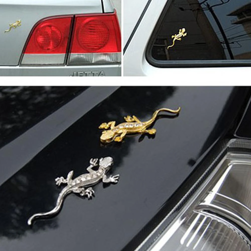 車のステッカーラインストーンダイヤモンド Gecko メタルステッカー 3d エンブレムステッカー自動車アクセサリー 車のステッカー Aliexpress