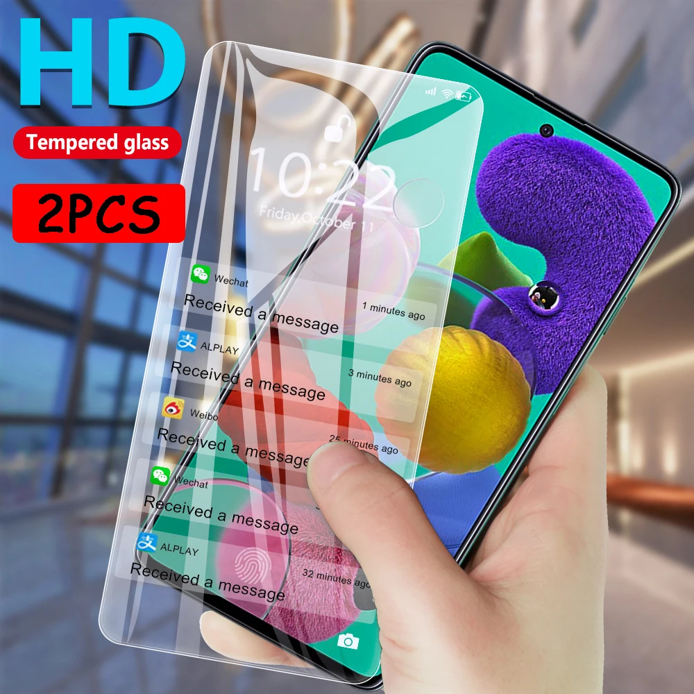 

2PCS Protective Glass For Samsung Galaxy A51 Screen Protector Anti-Explosion Clear HD Tempered Glass For Samsung Galaxy A71 A51