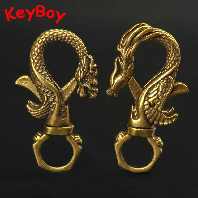 Vintage Dragon Keychain Designer Rerto Cool for Mens Holder Brass