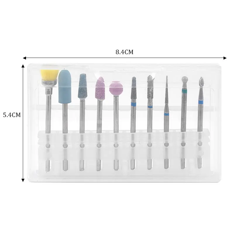 Cortador de Fresa Limpo para Manicure Cerâmica Pedra Unha Arte Broca Máquina Limpa Cutícula Pedicure Unhas Arquivos Acessório 10 Pçs 2 para manicure pedicure unhas arquivos acessório