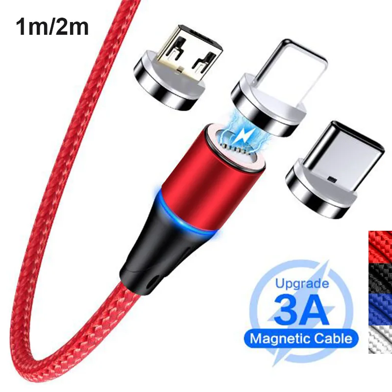 

1M 2M LED Magnetic 3A Fast Charger Charging Data USB C Type C Cable For Samsung S8 S9 Lot