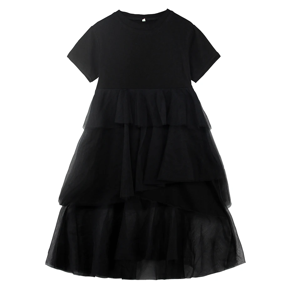 Платье для девочек Сетчатое платье в стиле пэчворк для девочек, многослойные платья с круглым вырезом для девочек, новая летняя подростковая одежда для девочек 6, 8, 10, 12, 14 лет