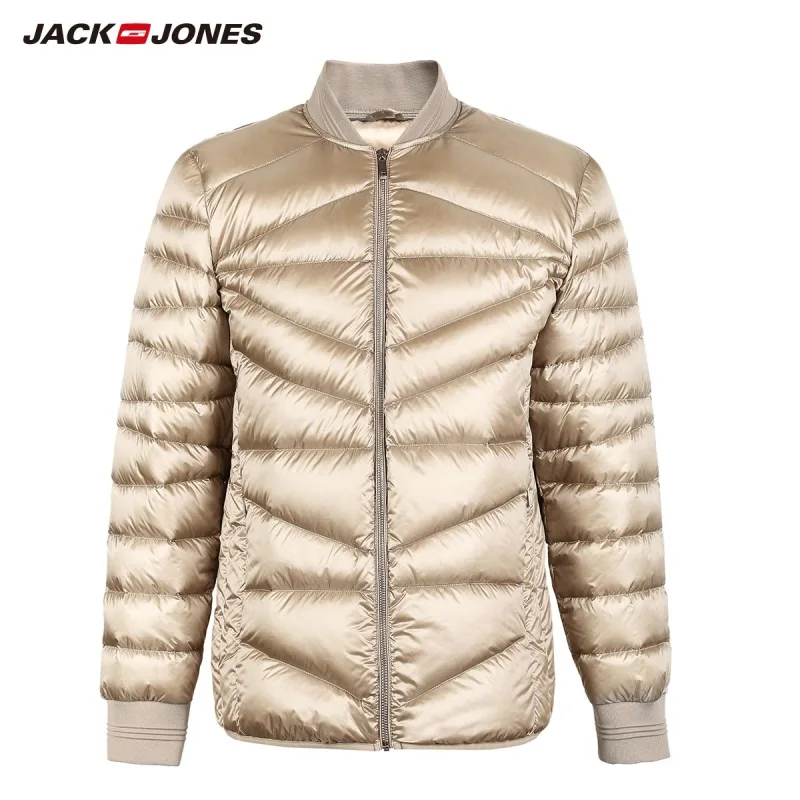JackJones Для мужчин зимняя куртка Бейсбольным воротником короткая теплая куртка-пуховик 218412507
