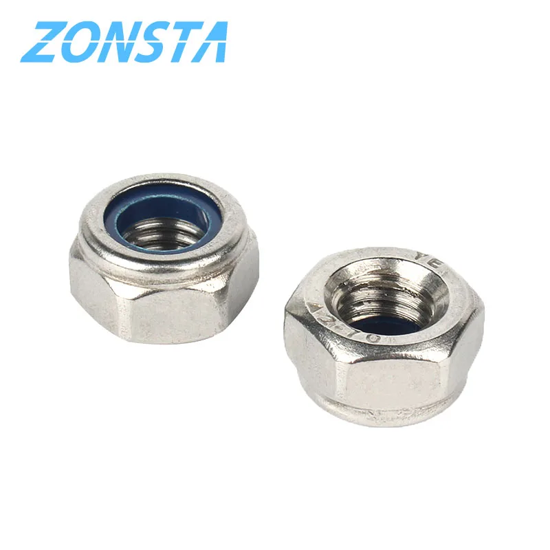 Nylon lock nuts M2 M2.5 M3 M4 M5 M6 M8 M10 M12 M14 M16 M20 304 stainless steel hexagon anti-slip automatic lock nut DIN985 hexagon nuts nylon lock nut locking nuts