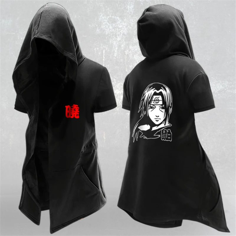NARUTO Uchiha Itachi Cosplay Costumes Konoha Kakashi Sweatshirt Trench Cotton Short Sleeve Hooded Cloak Jumpsuits Hoodies Coat
