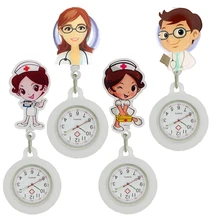 Белый ангел, мужские, женские, мужские, женские, медсестры, доктор, медицинская больница, значок, катушка, часы, растягивающиеся, силиконовые, Мультяшные карманные часы