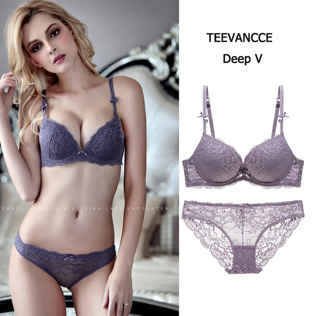 Super Gather Purple Bras Women Underwear Set Cotton Brassiere Thick Push Up  Bra Set Embroidery Lace Lingerie Sets Sexy - Bra & Brief Sets - AliExpress