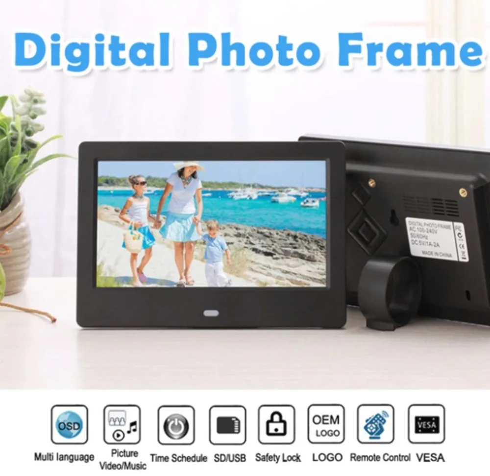 7 дюймов Lcd Tft цифровая фоторамка видео Mp3 Mp4 Play
