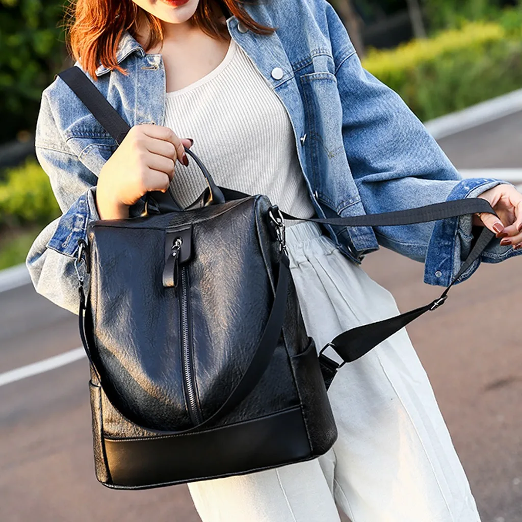 Большой Вместительный винтажный кожаный рюкзак, женские противоугонные рюкзаки для девочек-подростков, Корейская школьная сумка, рюкзак для путешествий#4