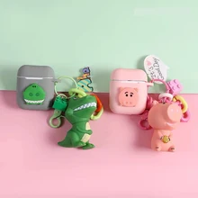 Симпатичные Toy Story Rex Зеленый Динозавр Хамм Свинья силиконовые чехлы для Apple Bluetooth наушники Airpods Обложка Air Pods 2 Acessorios