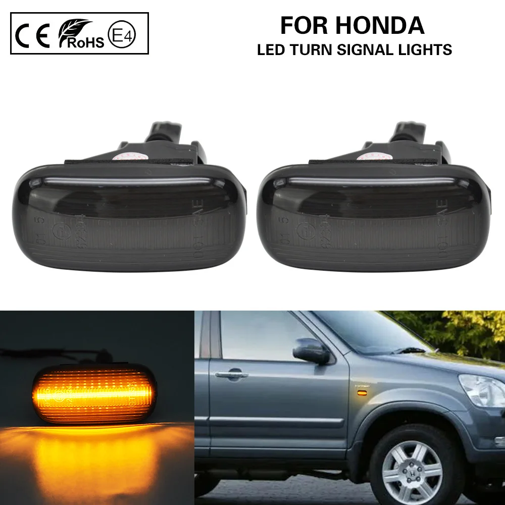 

2x Smoke Lens LED Front Side Marker Lights turn signal lamp for Honda accord civic fit jazz city stream CR-V Odyssey