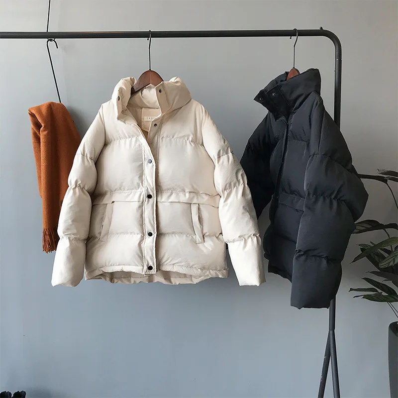 2019 куртка-пуховик стоячий воротник парка зимнее толстое теплое пальто Женская хлебная одежда корейская Студенческая верхняя одежда